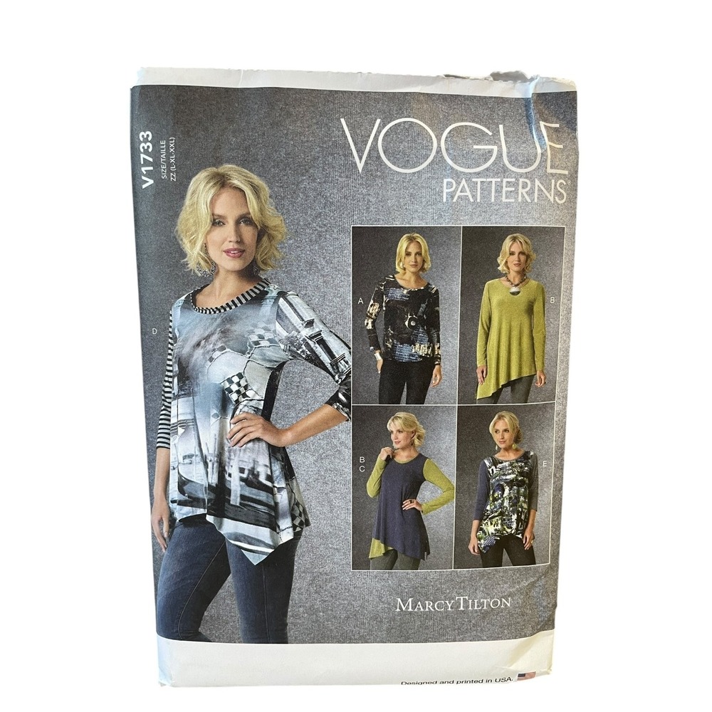Vogue Patterns V1733 Misses' Pullover Top Size L-XXL Modern Knit